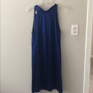 100% Silk Royal Blue High Neck Cocktail Dress